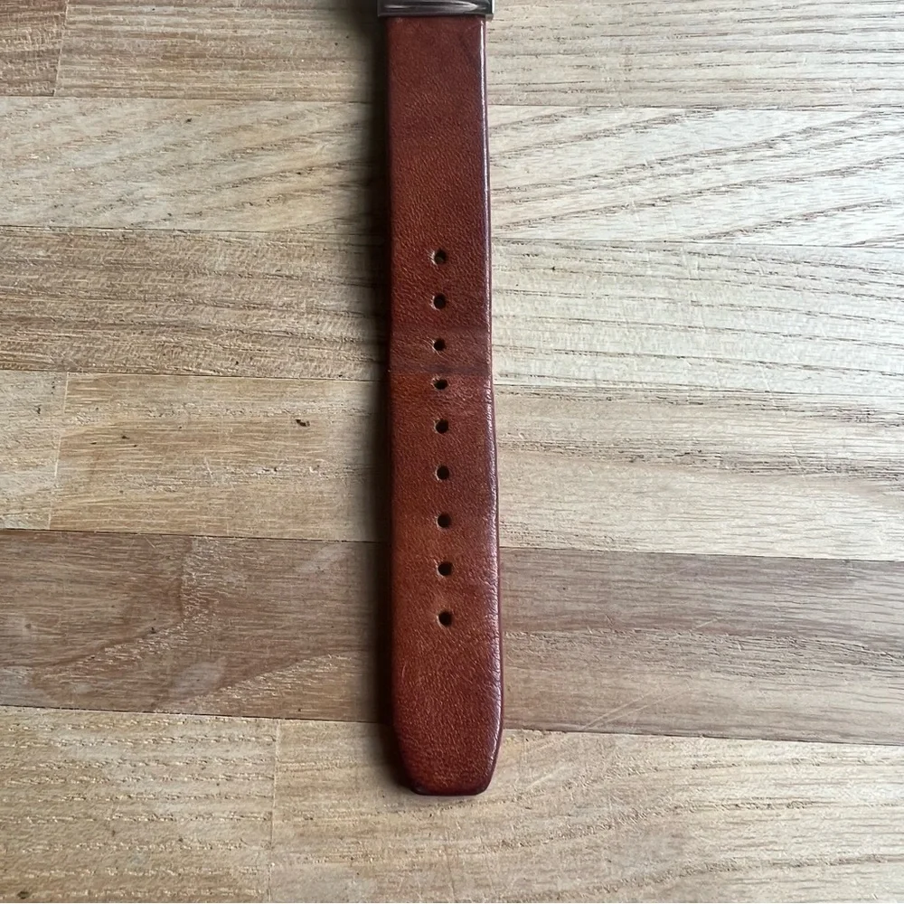 DKNY ladies retro rectangular Brown leather dress watch NEW BATTERY